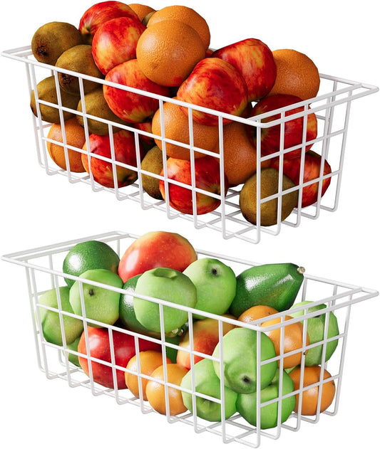 2Packs 17.5 inch Chest Freezer Organizer, Refrigerator Organizer Bins, Freezer Baskets with Handles, Metal Wire Baskets for Snacks, fruits, Potatoes, Meat