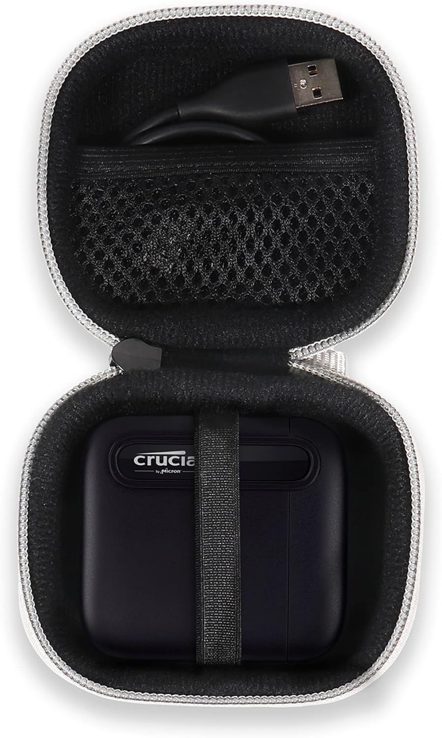 CaseSack Case for Crucial X6 500GB, 1TB, 2TB, 4TB Portable SSD, Handy Organizer (Gray)