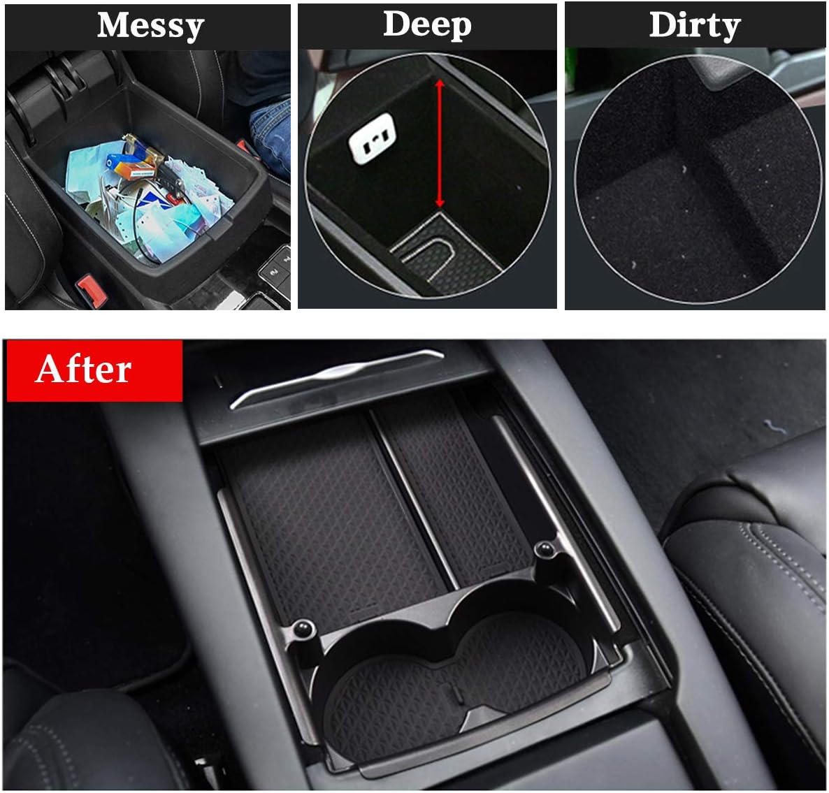 Jaronx Compatible with Tesla Model X/S Center Console Organizer, Armrest Storage Box+Cup Holder, for Tesla Model S/X Accessories 2016 2017 2018 2019 2020 2021