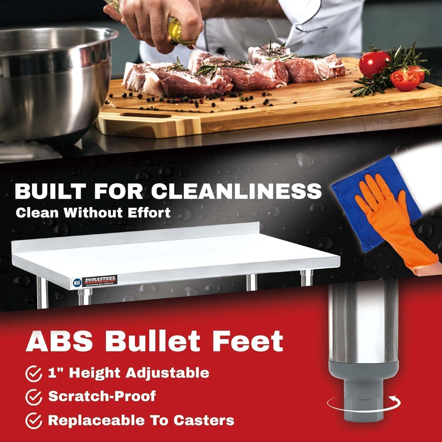DuraSteel NSF Stainless Steel Table - 24 x 30 Inch Metal Work Table w/Undershelf - Commercial Kitchen, Restaurant, Garage, Laundry - Outdoor Stainless Steel Prep Tables Countertop Island Grill Small