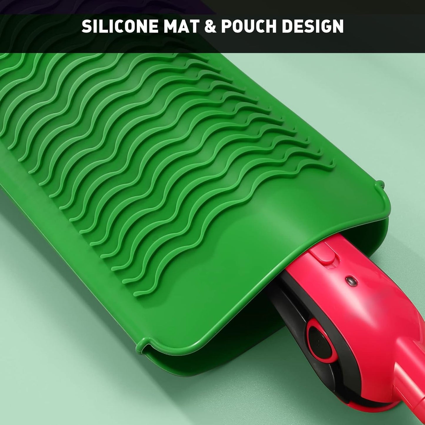 ZAXOP Resistant Silicone Mat Pouch for Flat Iron, Curling Iron,Hot Hair Tools (Green)