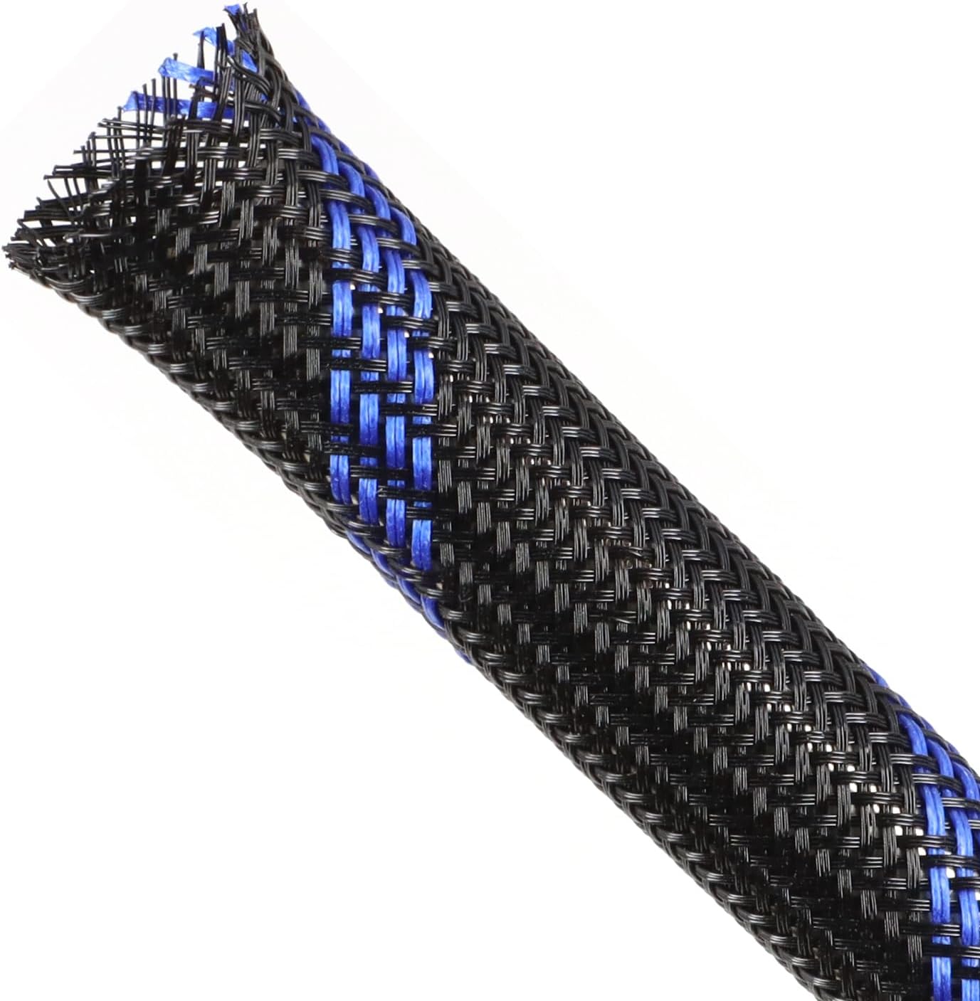 Braided Cable Sleeving, PET Expandable Braided Cable Sleeve, Flexible Mesh Sleeving Cord Management for Audio Video and Other Home Device, Cord Protector from Pets (Black Blue, 5/8" x 25ft)