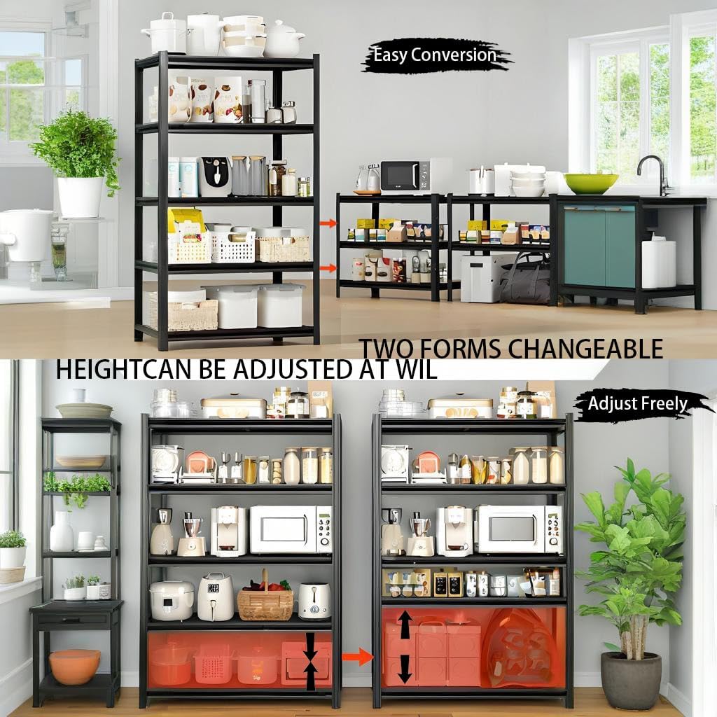 Storage Shelving Unit Heavy Duty Garage Shelves Metal Organizer Utility Rack for Kitchen Pantry Basement Pantry Warehouse Laundry Black 83" H x 55" W x 23.2" D 3000LBS 5-Tier
