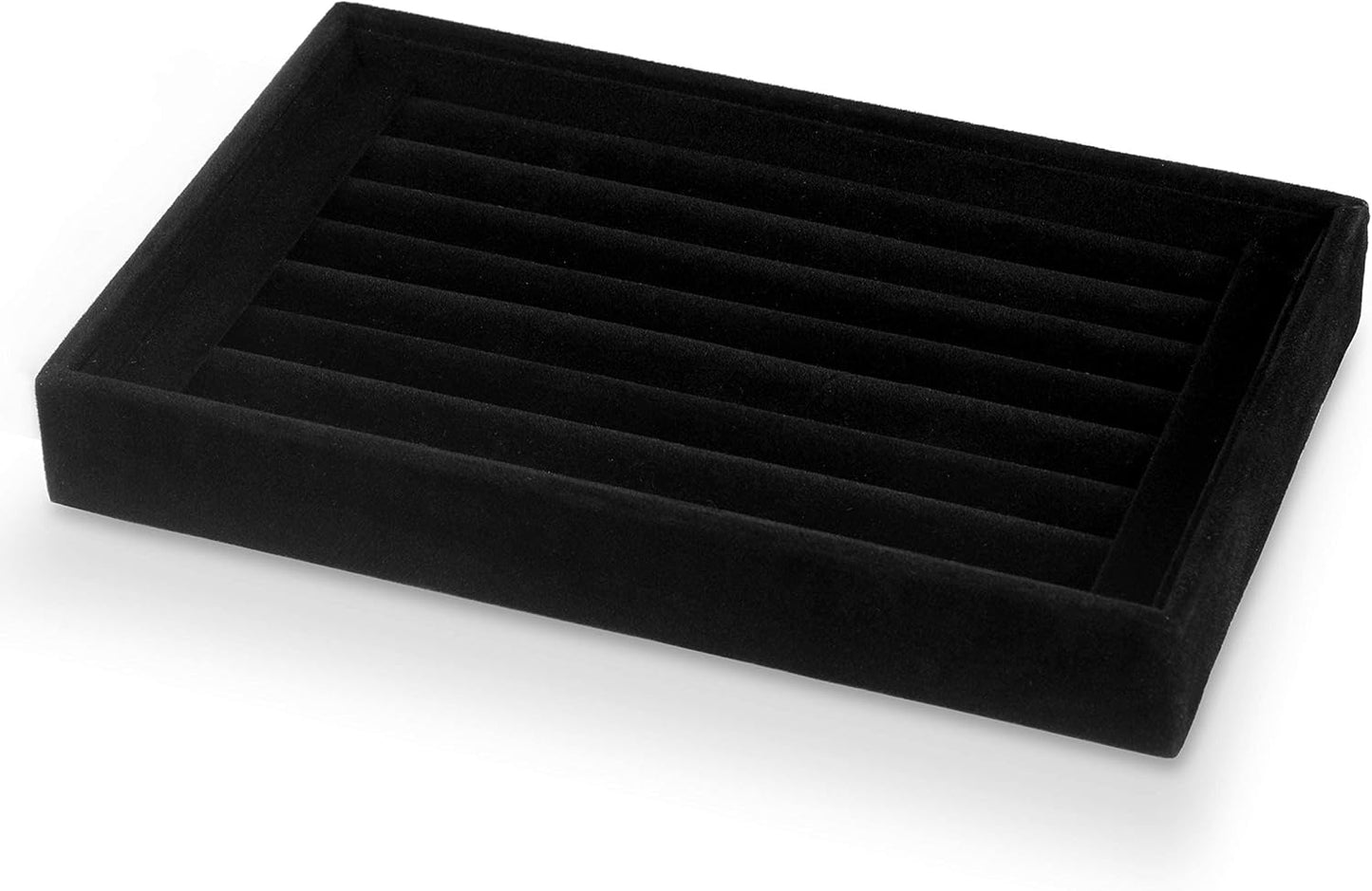 Valyria Velvet 7 Slots Ring Earrings Trays Showcase Display Jewelry Organizer VA003 (Black)