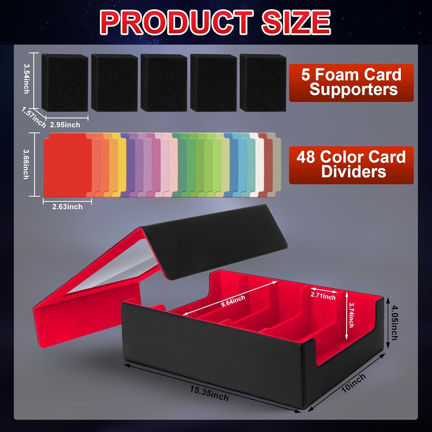 AOBOPLE Trading Card Storage Box,3900+ Card Box Storage with 48 Dividers and 5 Foam Supporters PU Leather Magnetic Card Box for MTG,TCG, Magic and Sport Cards,Great Gift for Card Collectors