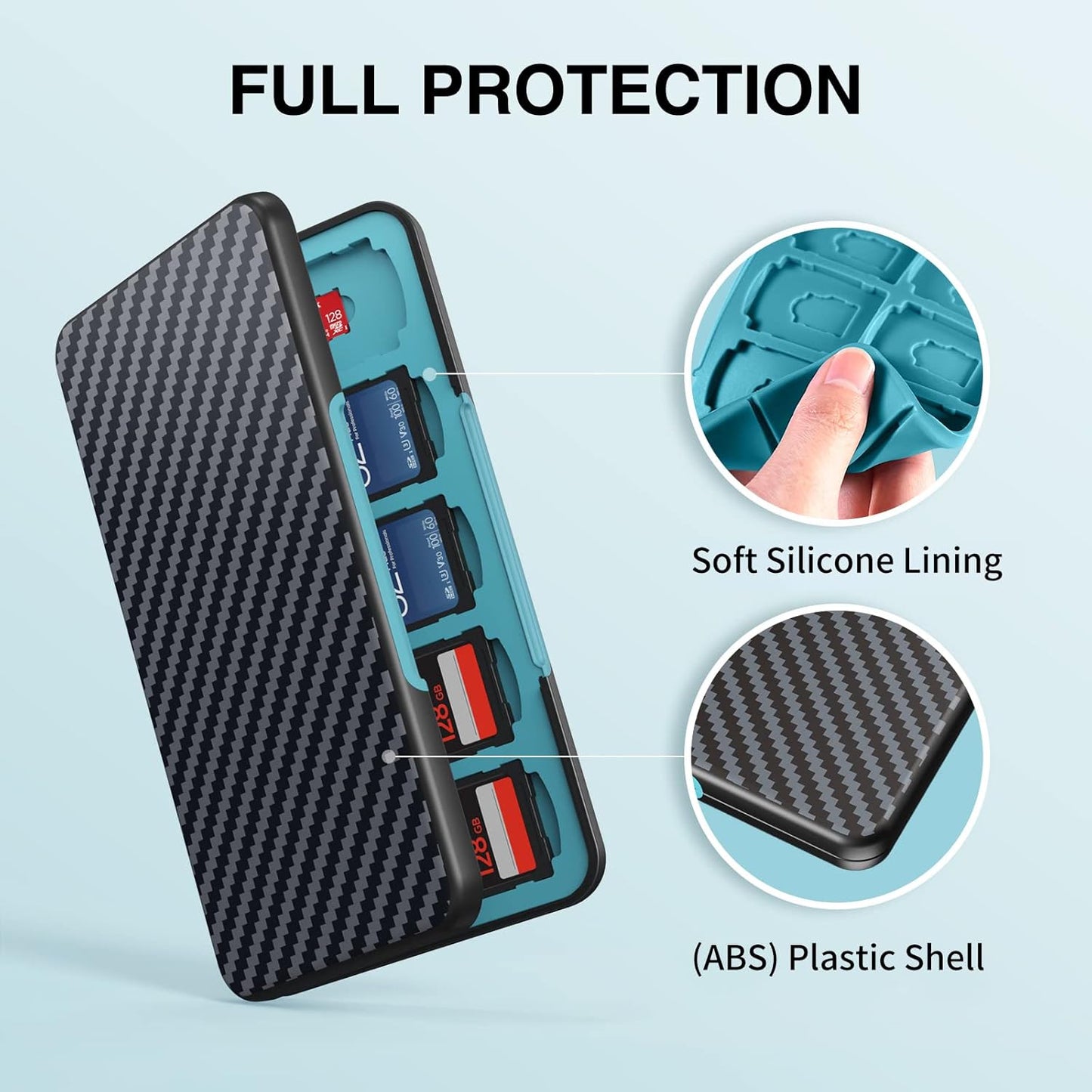 HEIYING Memory Card Case for SD/TF Cards,Portable SD Card Holder Storage Case Compatible with 20 SDXC SDHC and 20 TF Cards Slots
