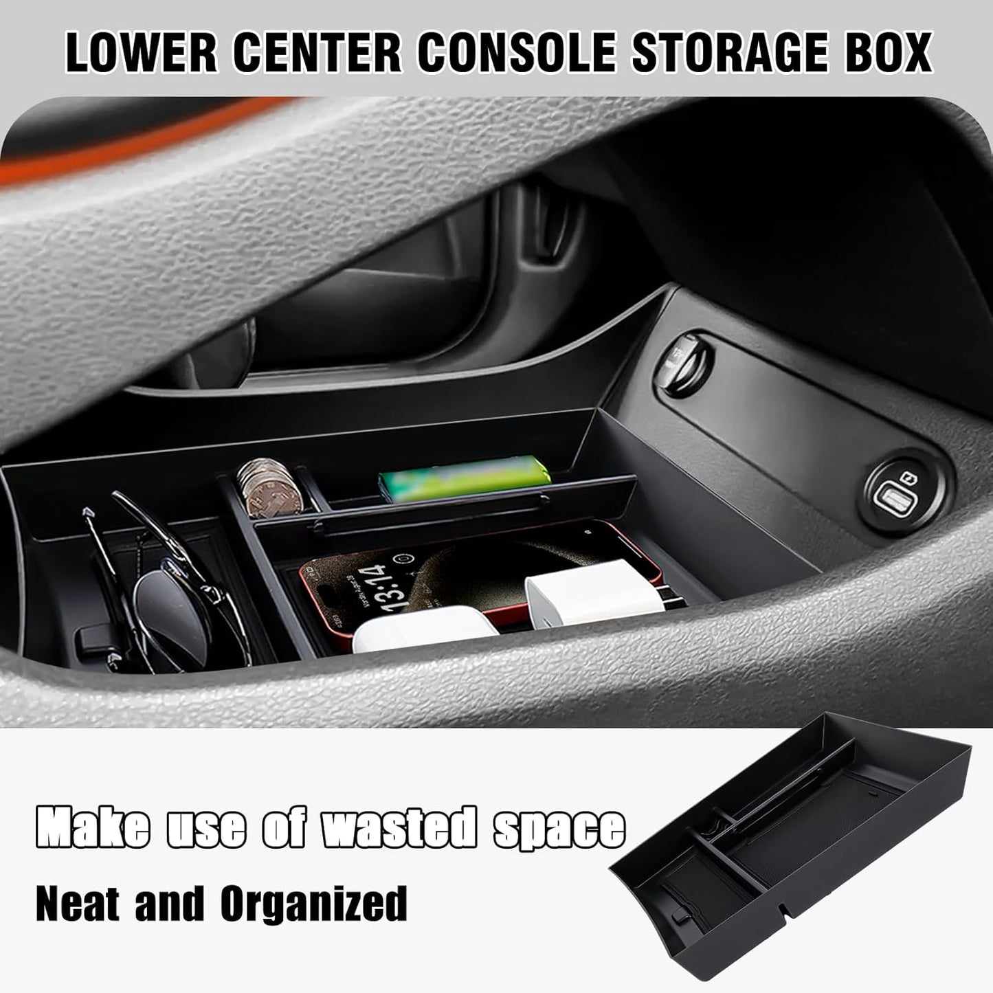 Center Console Organizer Compatible with Hyundai Santa Fe 2021 2022 2023 & Santa Fe SEL 2022 2023 Armrest Storage Box Lower Center Console Tray Interior Accessories