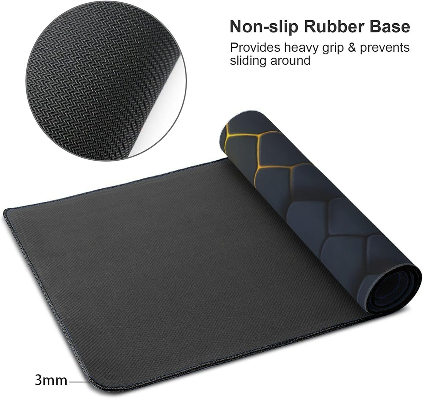 Cool Honeycomb Large Mouse Pad, Gaming Desk Mat, XXL Keyboard Desk Pad Mat for Desktop, 35.4"x15.7" Non-Slip Base Big Mousepad with Stitched Edges