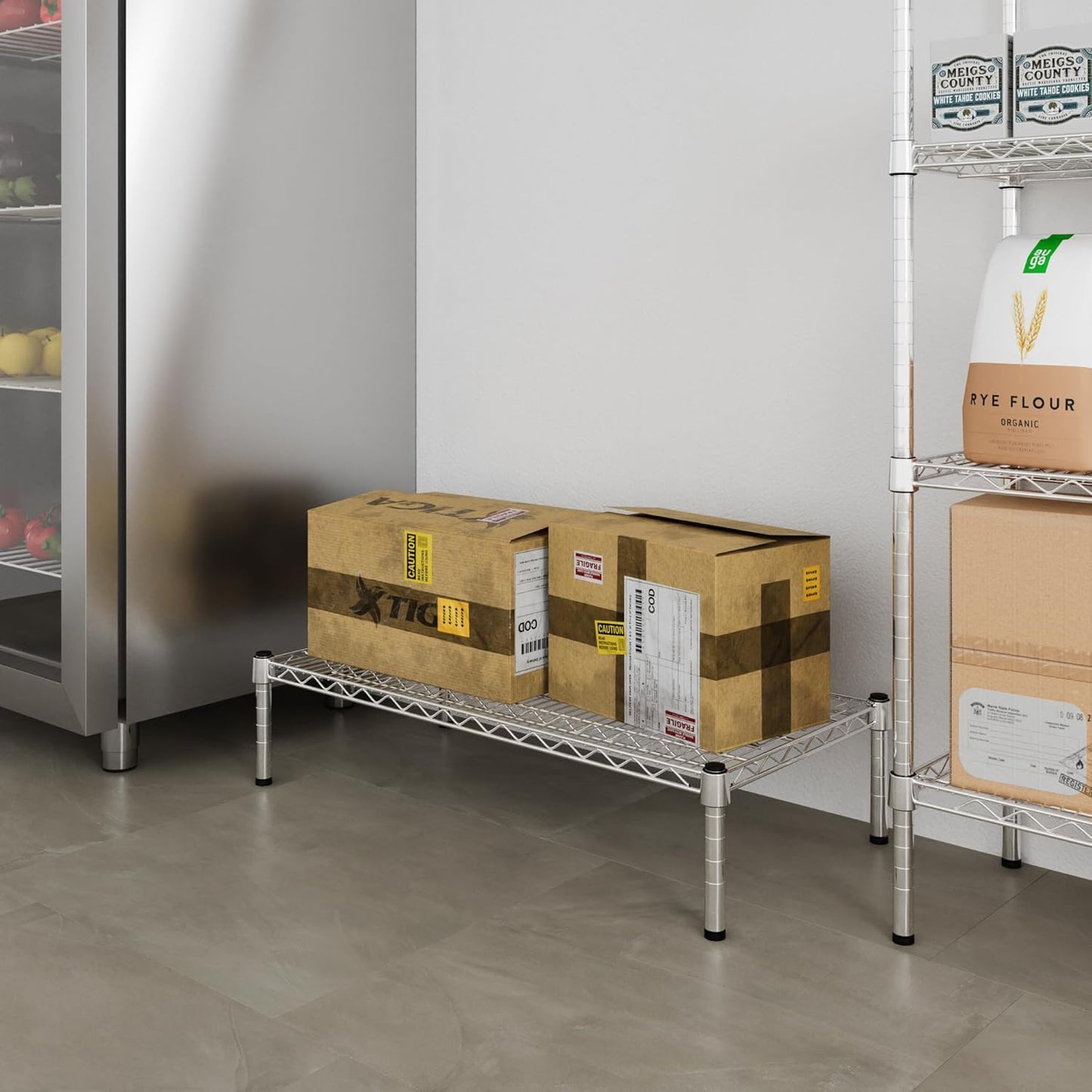 18" Deep x 36" Wide x 8" Height 1-Tier Wire Shelving Kit | NSF Commercial Storage Rack Unit