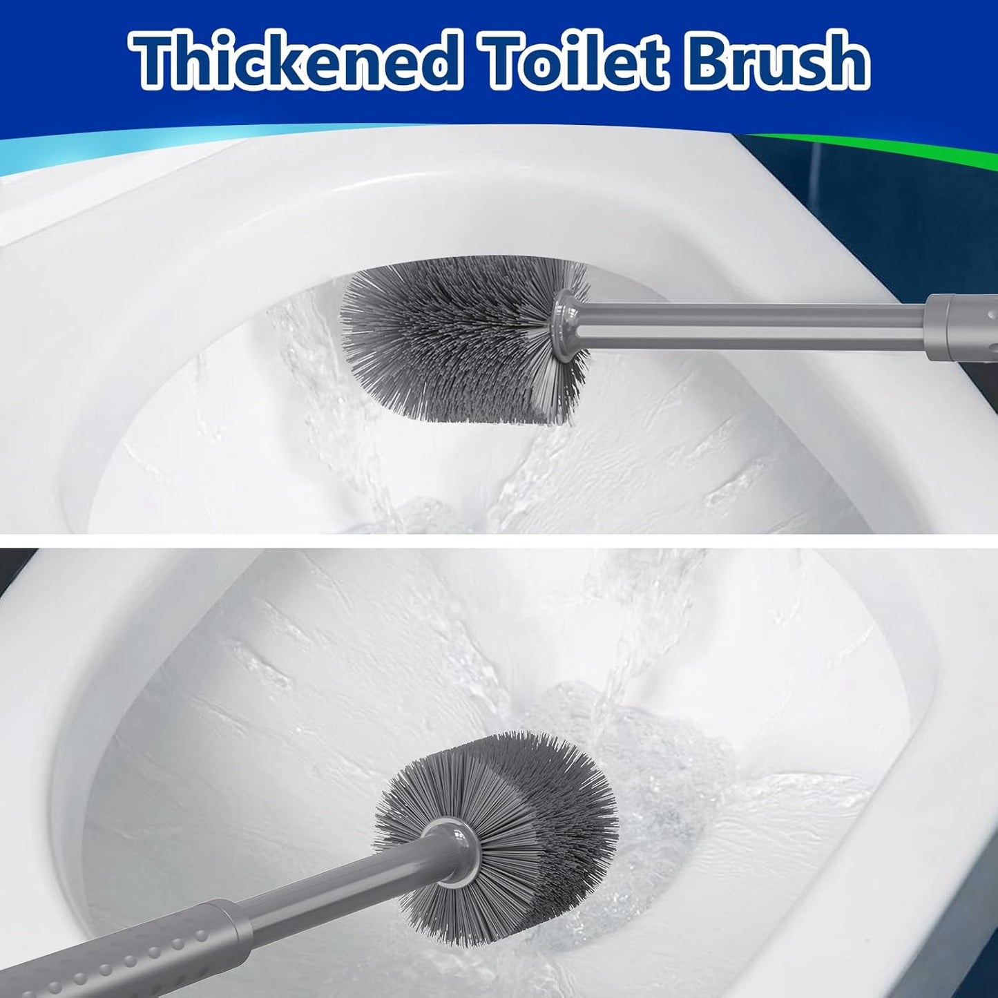 Toilet Brush and Plunger Set: 2-in-1 Heavy Duty Toilet Plunger and Bowl Brush Combo with Holder for Bathroom Cleaning - Grey
