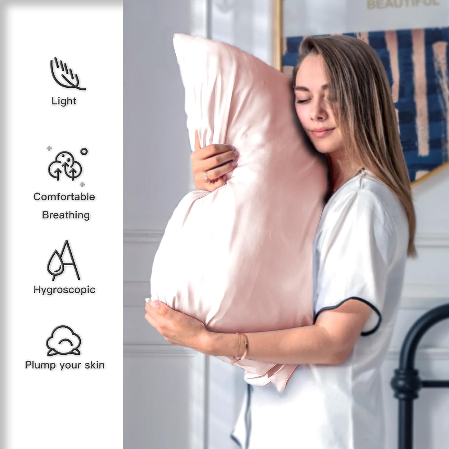 Silk Pillow Cases 2 Pack Soft Breathable and Sliky Queen Size Pillow Cases Set of 2,Natural Mulberry Satin Silk Pillowcase with Hidden Zipper for Hair and Skin (Coral,20"X 30",2pcs)