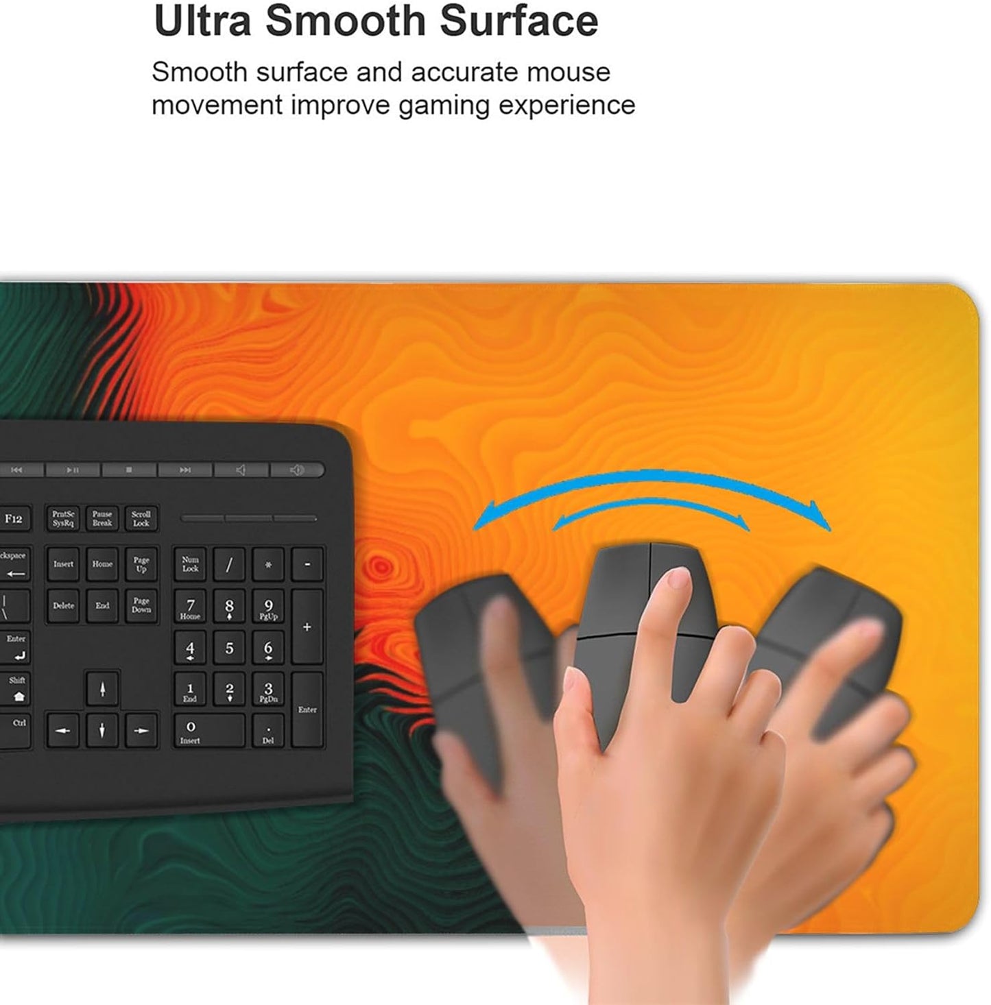 Colorful Topographic Large Mouse Pad, Vintage Aesthetic Gaming Desk Mat, XXL Keyboard Desk Pad Mat for Desktop, 35.4"x15.7" Non-Slip Base Big Mousepad with Stitched Edges
