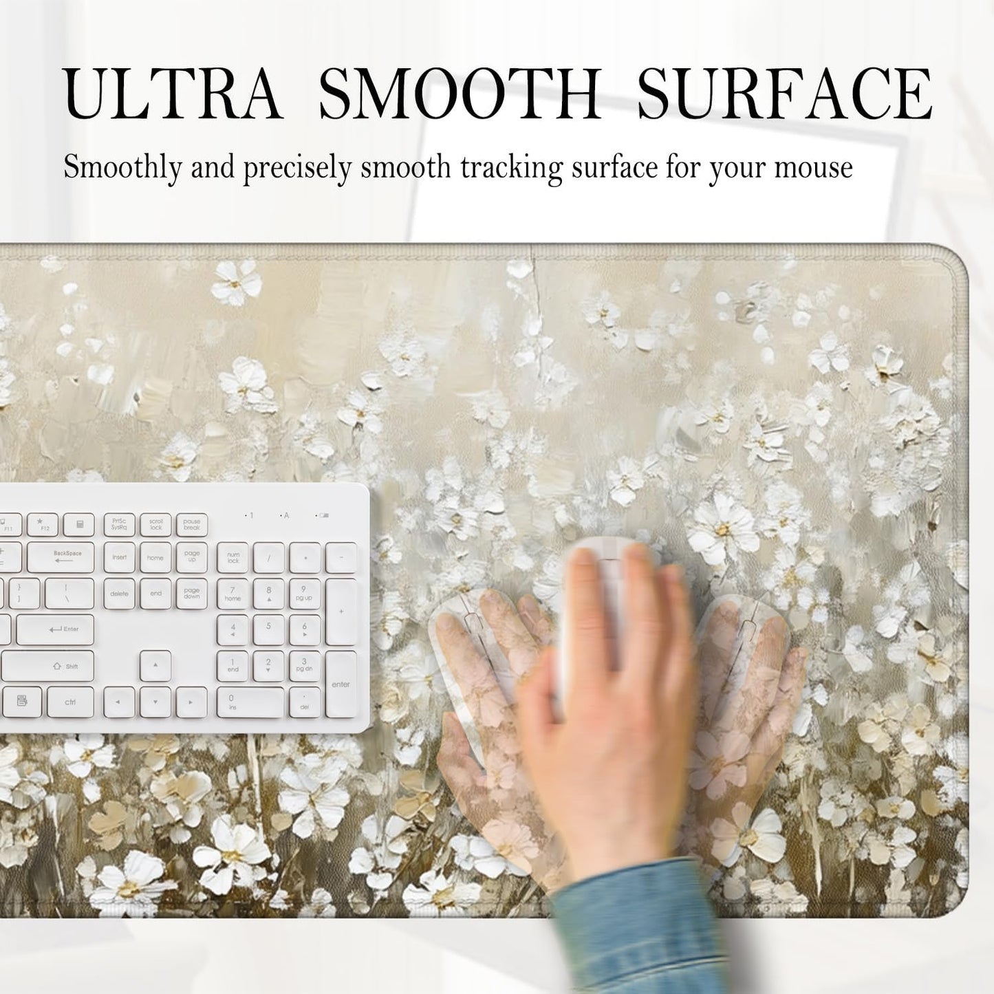 Vintage Watercolor Floral Large Mouse Pad 31.5x15.7inch, Retro Cottagecore Flower Large Extended Computer Desk Mat Mousepad for Keyboard and Mouse, Floral Desk Accessories