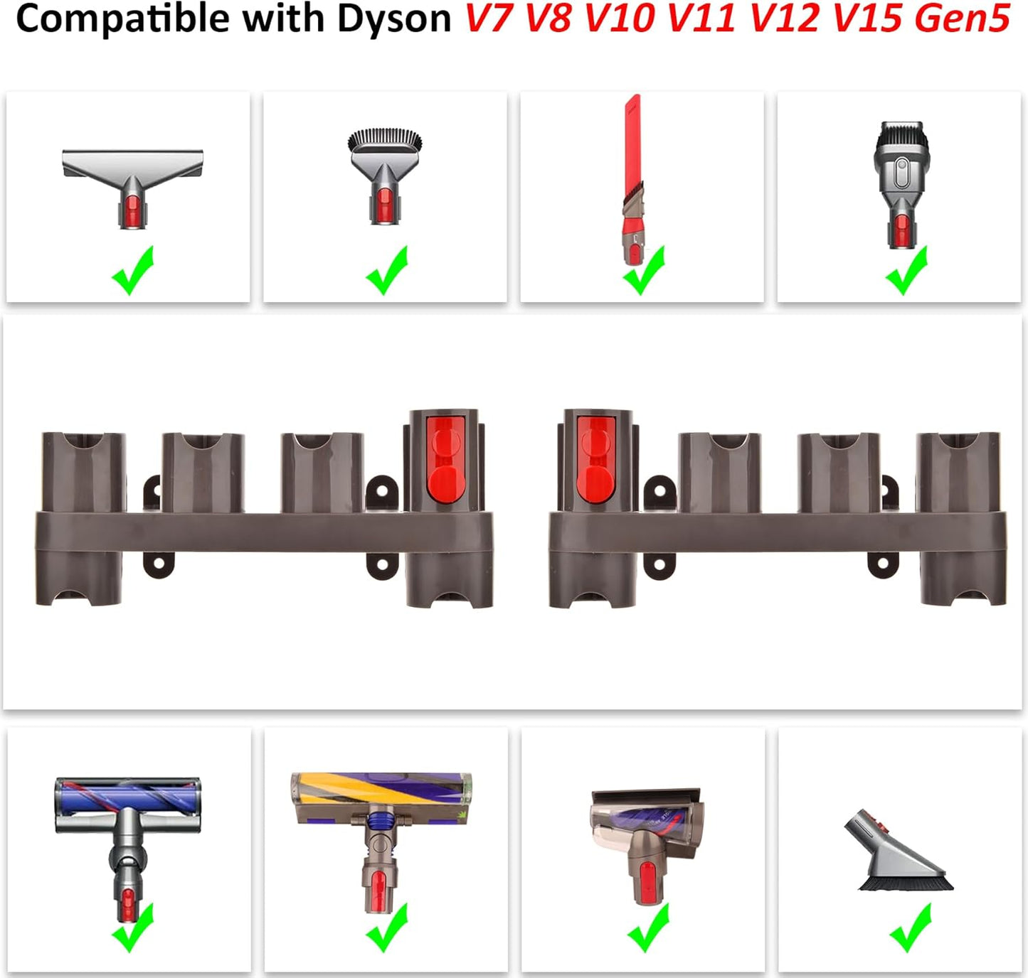 Docking Station Accessory Holder Attachments Organizer for Dyson Gen5 G5 V15 V7 V8 V10 V11 SV10 SV11 Vacuum Cleaner (2 Pack, 10 Storage Adapters)