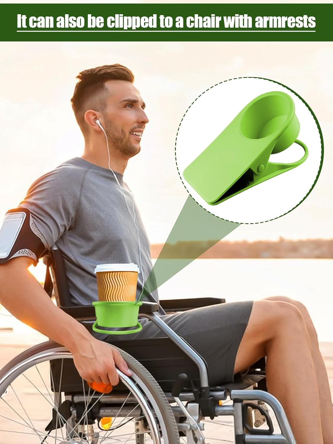 Kalolary 2PCS Table Edge Cup Holder Clips - Versatile Desk & Table Cup Clip for Home, Office & School (Green)