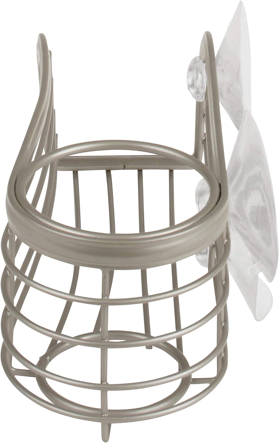 Spectrum Sink Sponge and Brush Holder with Suction Cups Ashley 2 in 1 Sink Caddy Satin Nickel, No Rust Easy Mount Suction Cup Kitchen Sink Sponge and Brush Holder Wire Cradle Promotes Quick Drying