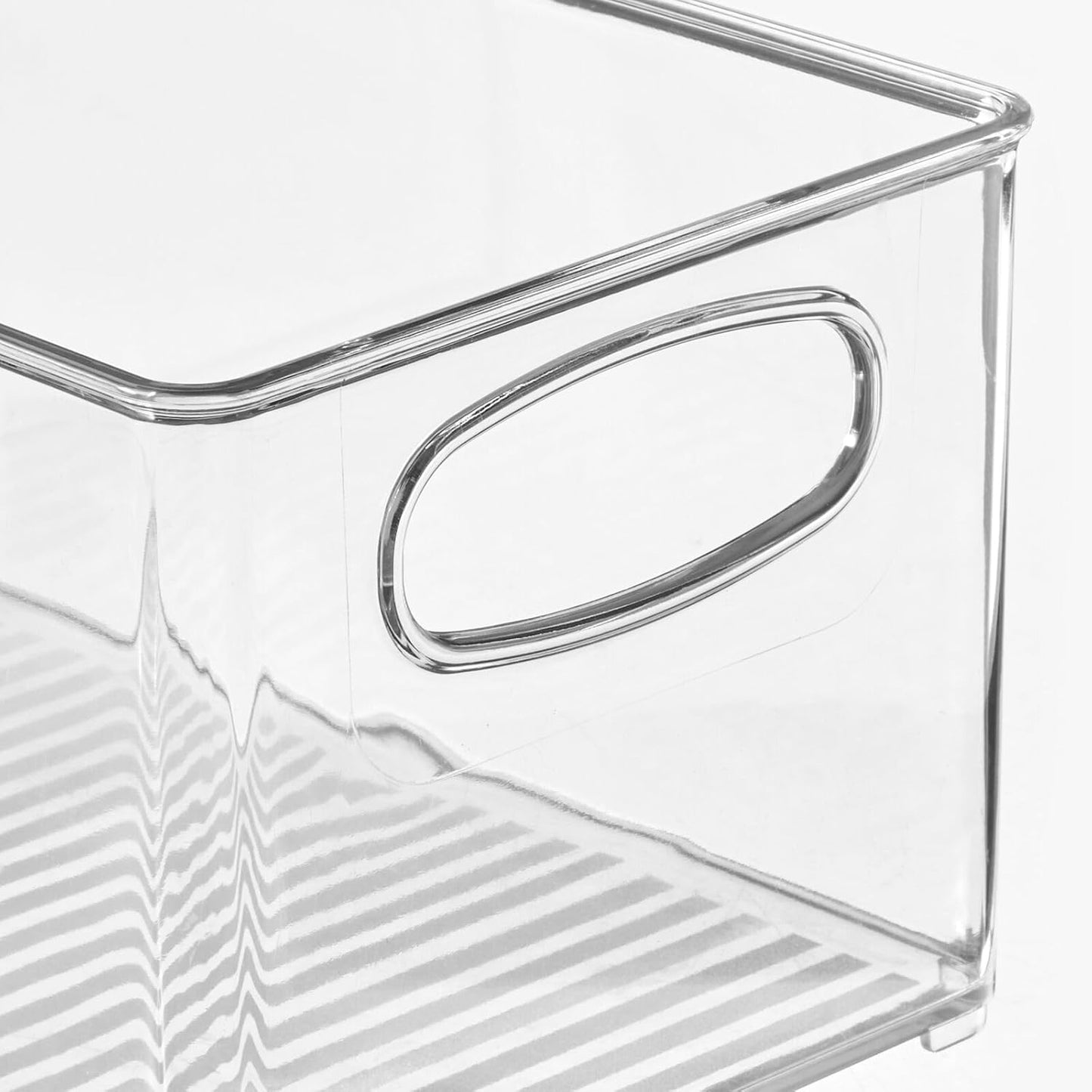 mDesign Plastic Home Closet Organizer - Basket Storage Holder Bin w/ Handles for Bedroom, Bathroom, Cabinet Shelves, Entryway, and Hallway - Holds Sweaters, Purses - Ligne Collection - 2 Pack - Clear