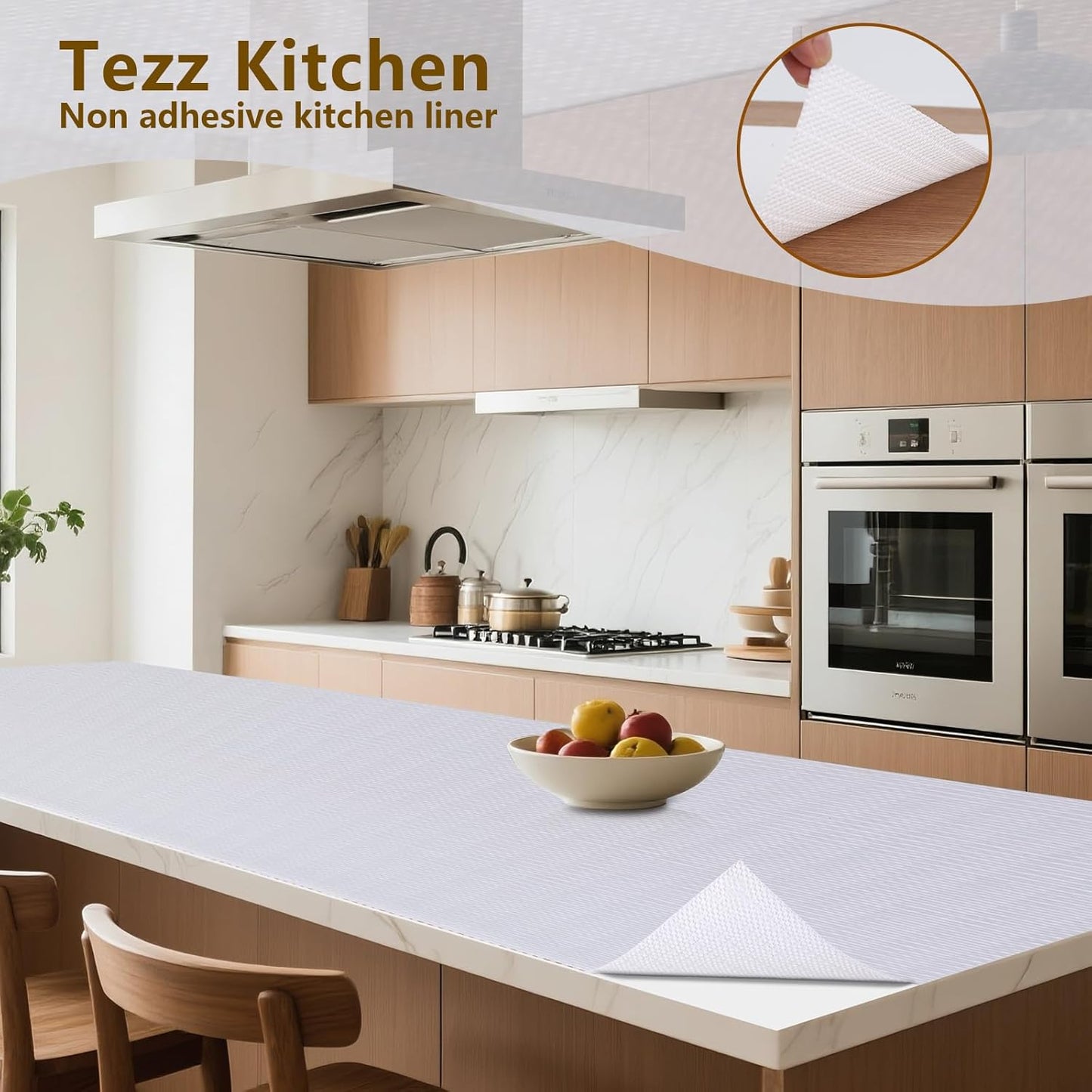 Shelf Liner, 14 Inches x 20 FEET Non-Slip Kitchen Cabinet Liner, Washable Oil-Proof Non-Adhesive Contact Paper for Kitchen Drawer, Cabinet, Shelves, Refrigerator, Storage, Desks, coutertops