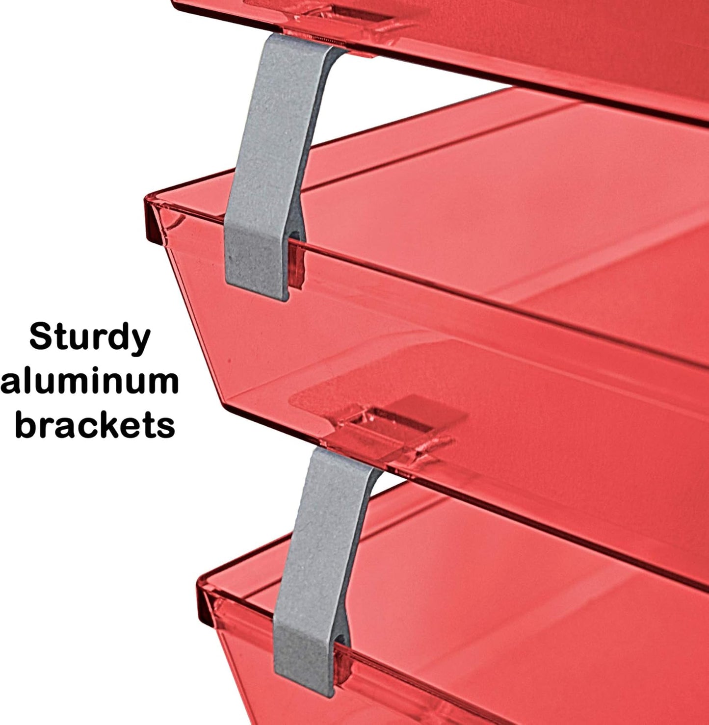 Acrimet Facility 4 Tier Letter Tray, Side Load, Letter Size/A4, Desktop File Organizer, Plastic (Clear Red)