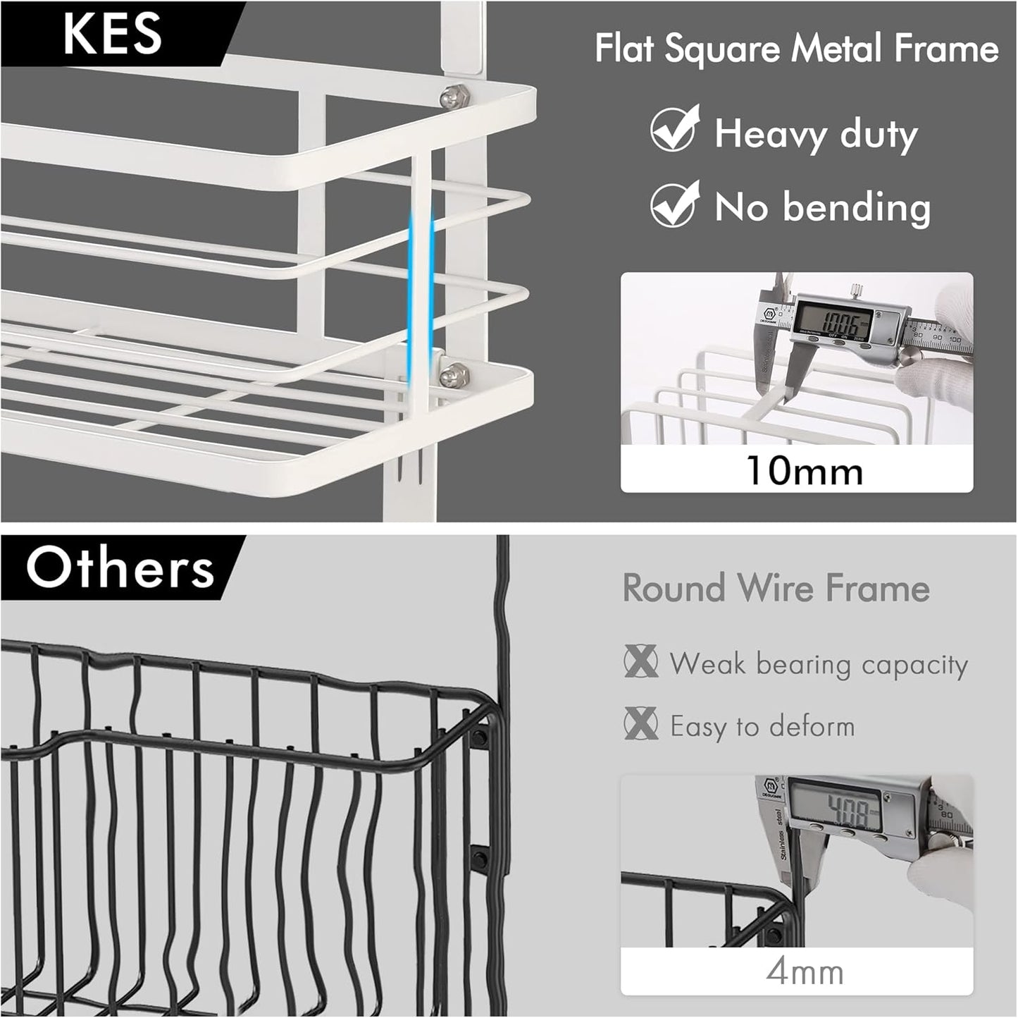 KES Ironing Board Hanger Over The Door, T-Leg Holder, for 1 3/8" Door, Metal Iron Holder White, HIR500A-WH