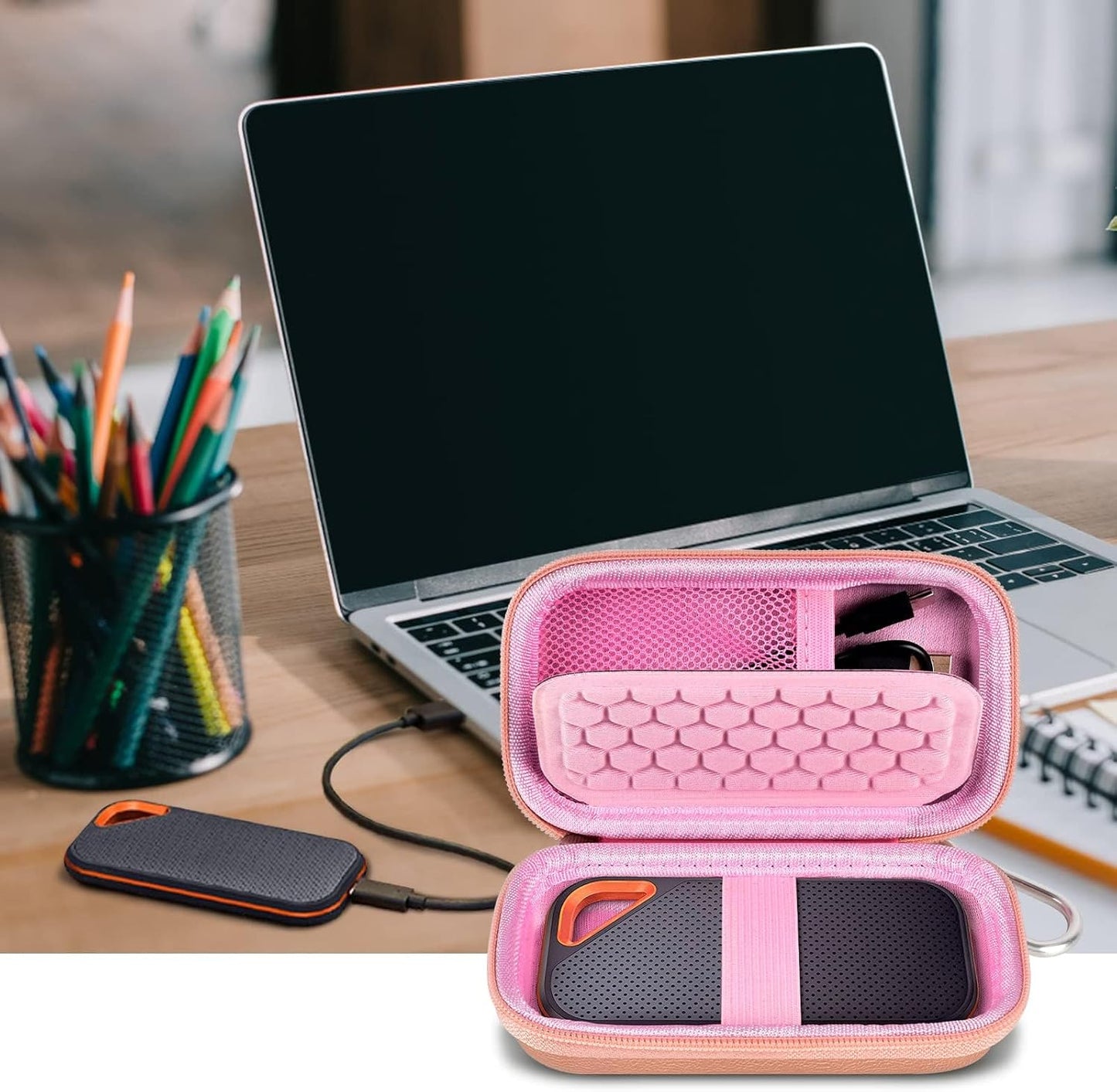 Hard Case Compatible with SanDisk Extreme PRO 500GB 1TB 2TB 4TB Portable External SSD. Carrying Travel Holder for Crucial X8 Solid State Drive (Box Only)-Rose Gold