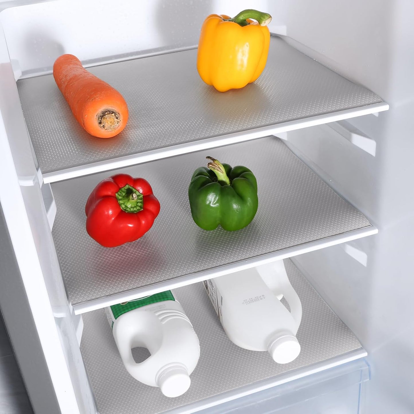 Shelf Liners for Kitchen Cabinets Non Adhesive Drawer Liner for Bathroom Waterproof Refrigerator Liners for Shelves Fridge Plastic Mats Cabinet Cupboard Liner Light Gray 11.8 x 118 Inches