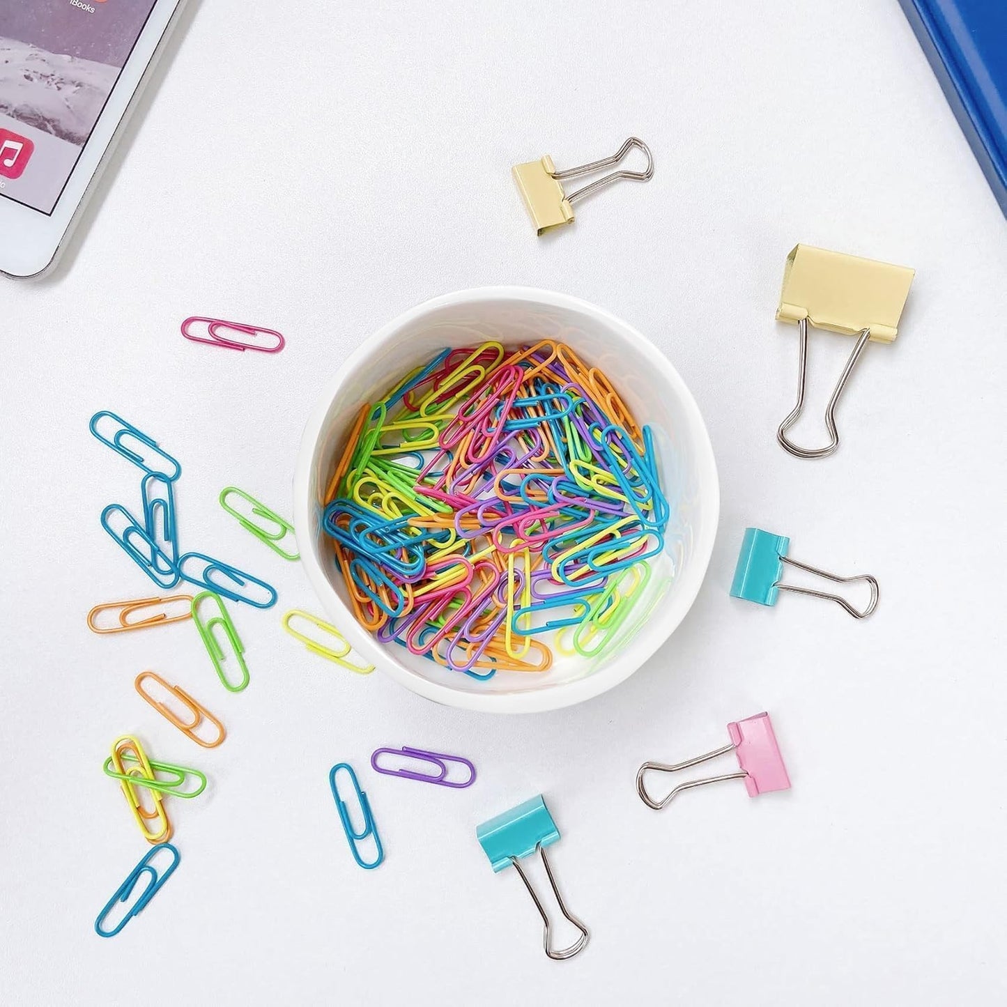 Ceramic Paper Clip Holders Paperclips Holder Dispenser Cute Clips Organizer for Desk Binder Clip Bowl Bobby Pin Hair Clip Holder Gift for Office (Pink White)