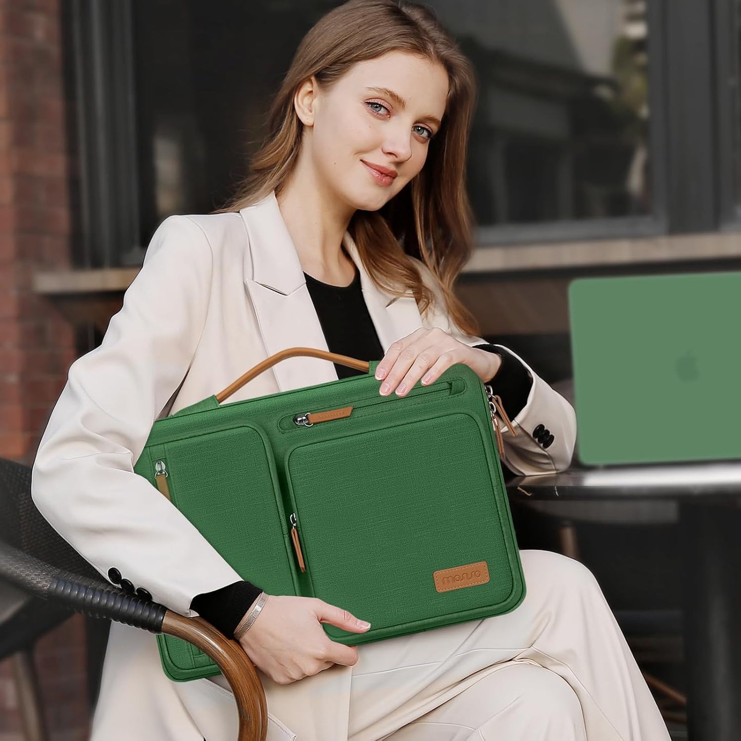 MOSISO 360 Protective Laptop Case 16 inch, 15-15.6 inch Laptop Sleeve Compatible with MacBook Pro 16, HP, Acer, Dell, Lenovo, ASUS, Side Open Carrying Case with 4 Zipper Pockets&Handle, Jungle Green