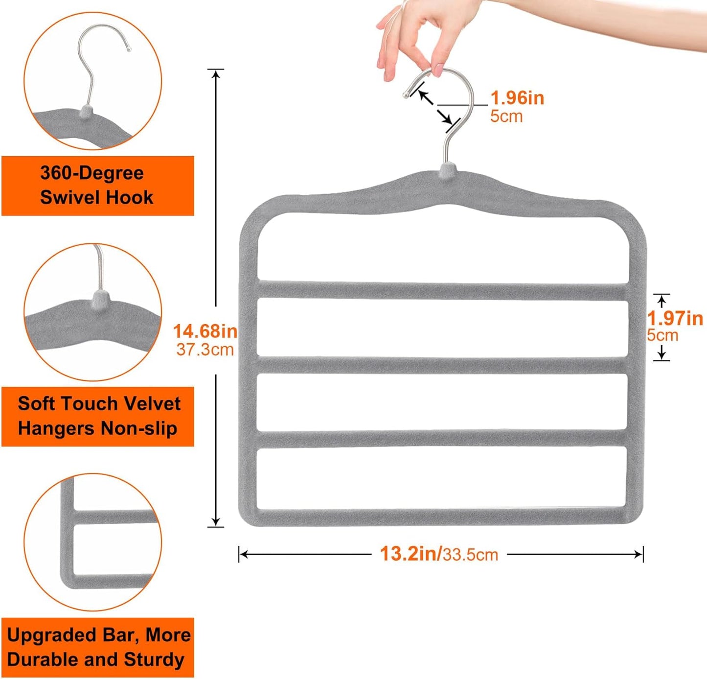 Closet Organizers and Storage, Magic Pants Hangers Space Saving, 4 Tiers Skirt Hangers, Jean Scarf Hangers, Closet Organizer Clothes Hangers, College Dorm Essentials Apartment Essentials-2 Pack