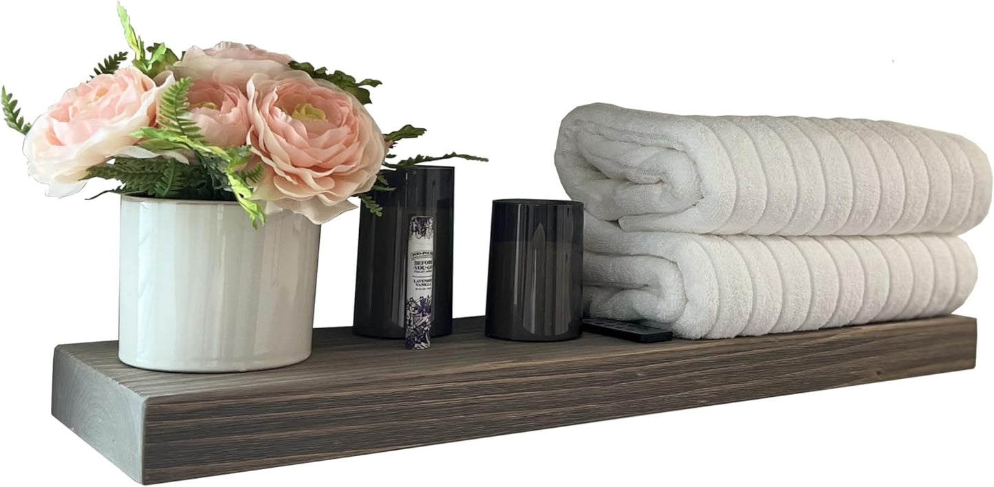 joelsantiques 36 Inch Wooden Floating Shelves for Wall - 36x8x2 in - Made of Natural Wood - Heavy Duty Rustic Wall Shelves for Bedroom - Perfect for Living Room, Kitchen - Grey