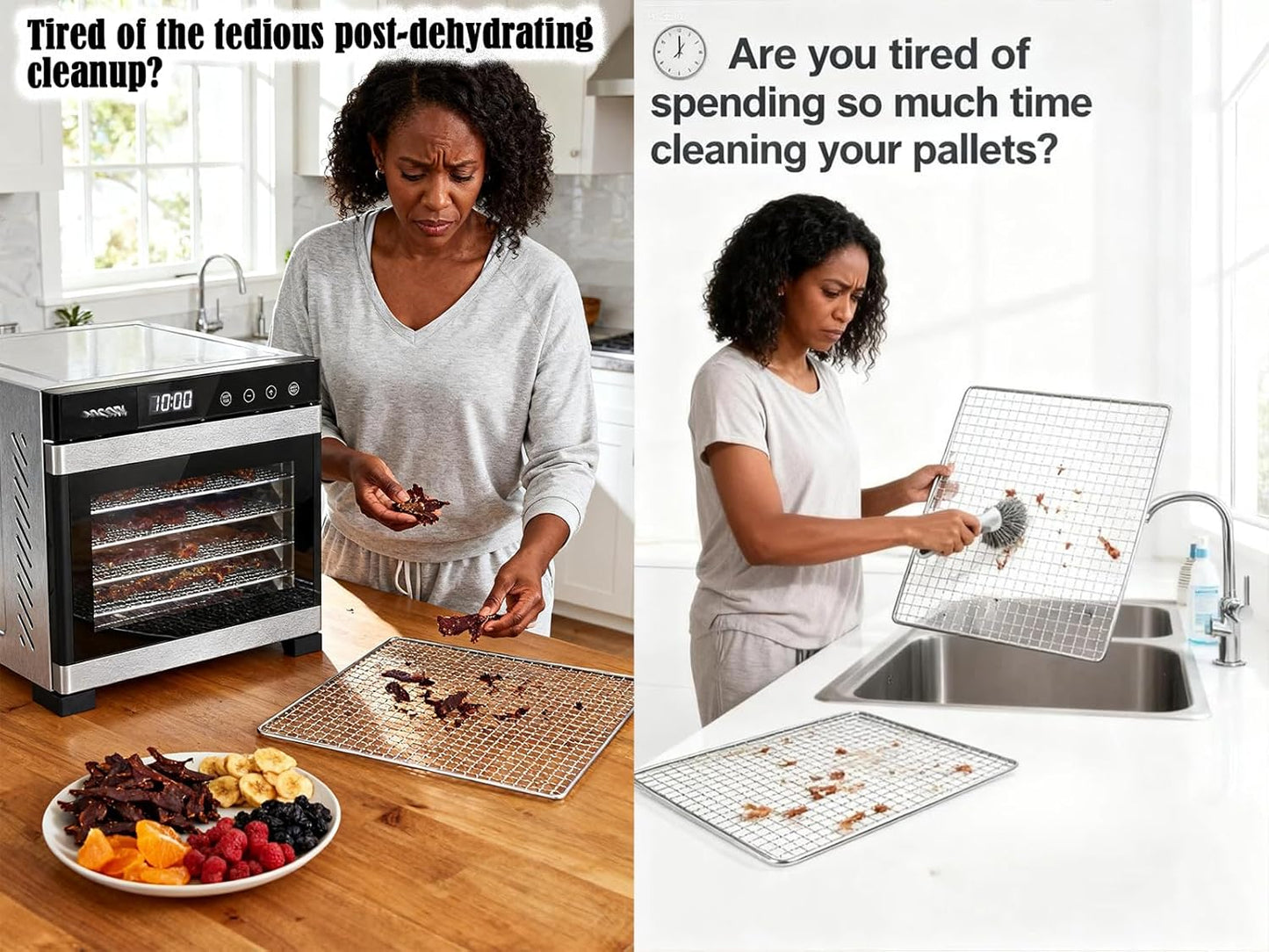 Dehydrators Tray Liners: 10-Pack 14x21 inch Mesh Silicone Dehydrator Sheets - Max Airflow - Non-stick - BPA free - Single-Use Packaging - Non-stick