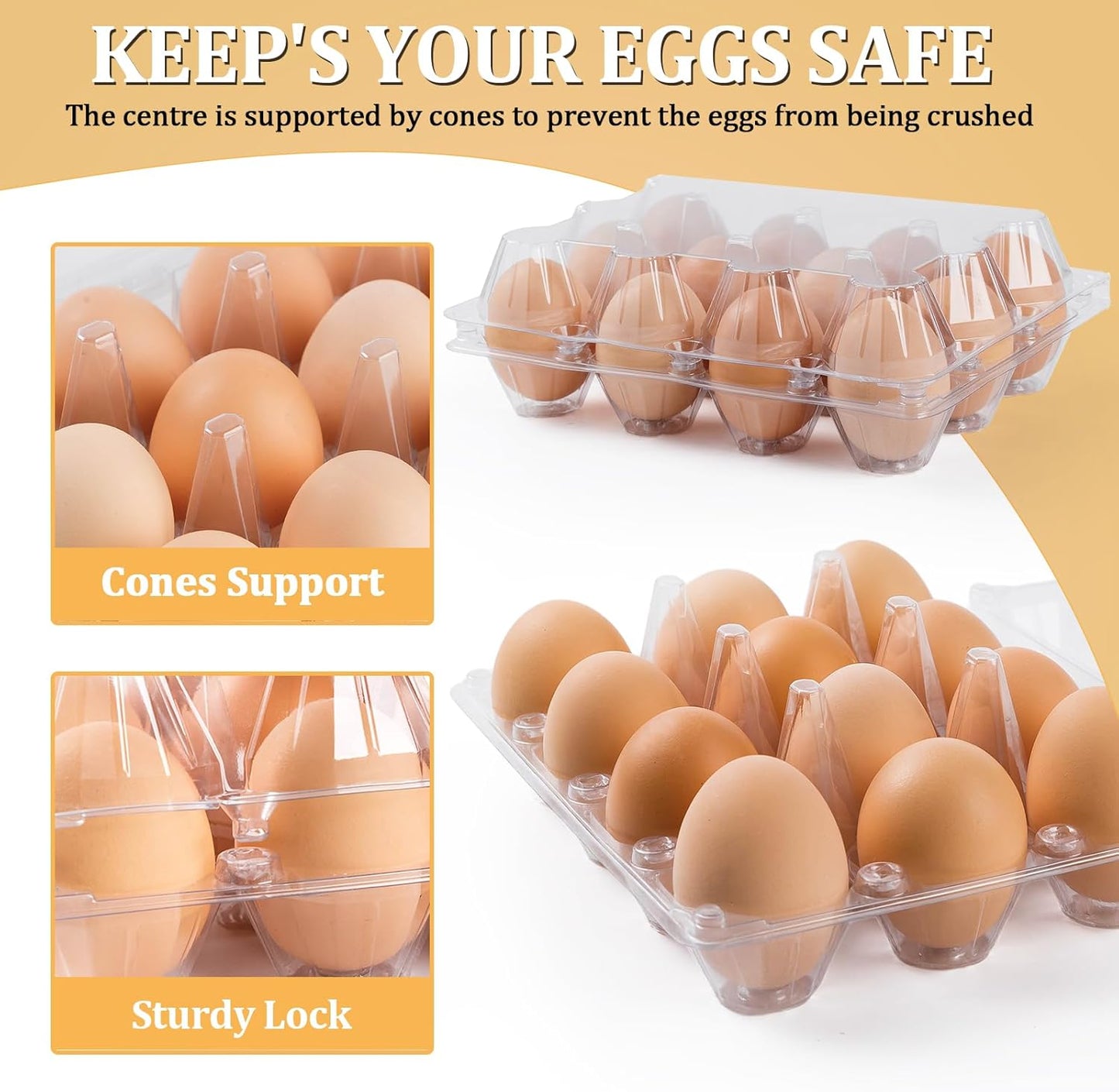 120 Pack Egg Cartons 12 Count, Plastic Egg Cartons Cheap Bulk for Fresh Eggs, Reusable Egg Holder Egg Trays for Home and Farmer's Markets Display, Medium Egg Containers for Refrigerator