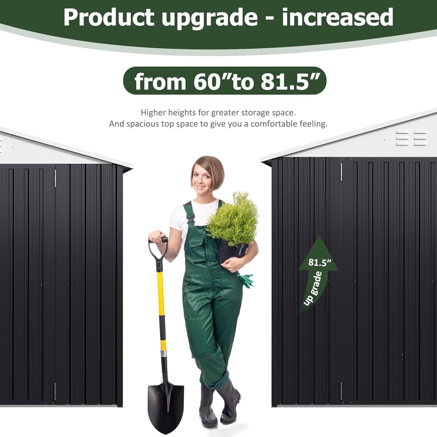 10x14 FT Outdoor Storage Shed, Garden Shed with Updated Frame Structure and Lockable Doors, Metal Tool Sheds for Backyard Garden Patio Lawn, White