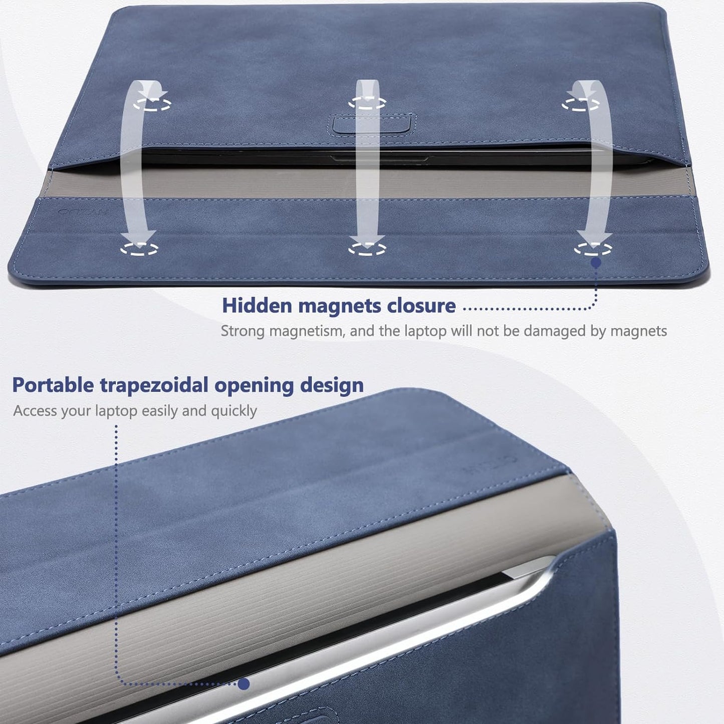 HYZUO 15-16 Inch Laptop Sleeve Case with Stand Feature for MacBook Pro 16 M4/M3/M2/M1 Pro/Max 2025-2019, XPS 15, MacBook Pro 15 2015-2012, Samsung Galaxy Book Flex/Pro 15, Navy Blue