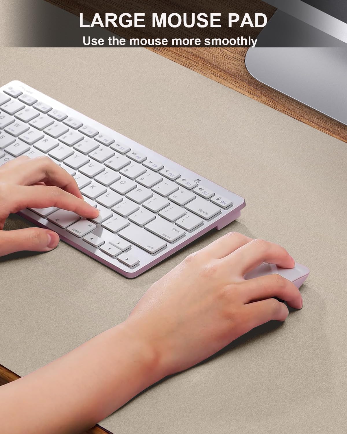 Non-Slip Desk mat,PULeather Desk Pad Protector, Office Desk Mat, Large Mouse Pad,Desk Blotter, Laptop Desk Pad, Waterproof Desk Writing Pad for Office and Home (Apricot, 40" x 17")