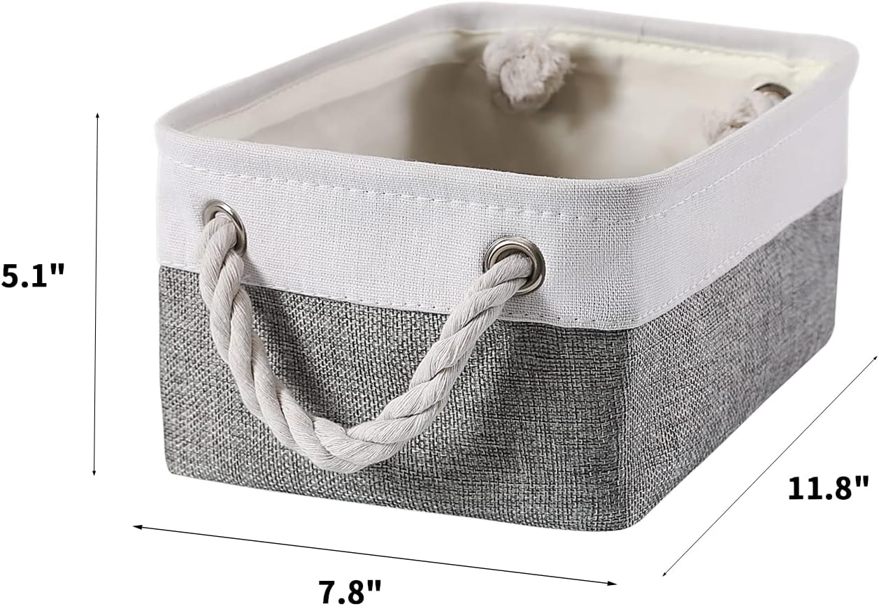 combocube 11.8 x 7.8 x 5.1 Inch Fabric Storage Bins for Shelves, Linen Storage Organizer Storage Basket with Ropes for Laundry, Home, Closet, Office, Clothes, Toys Organizer