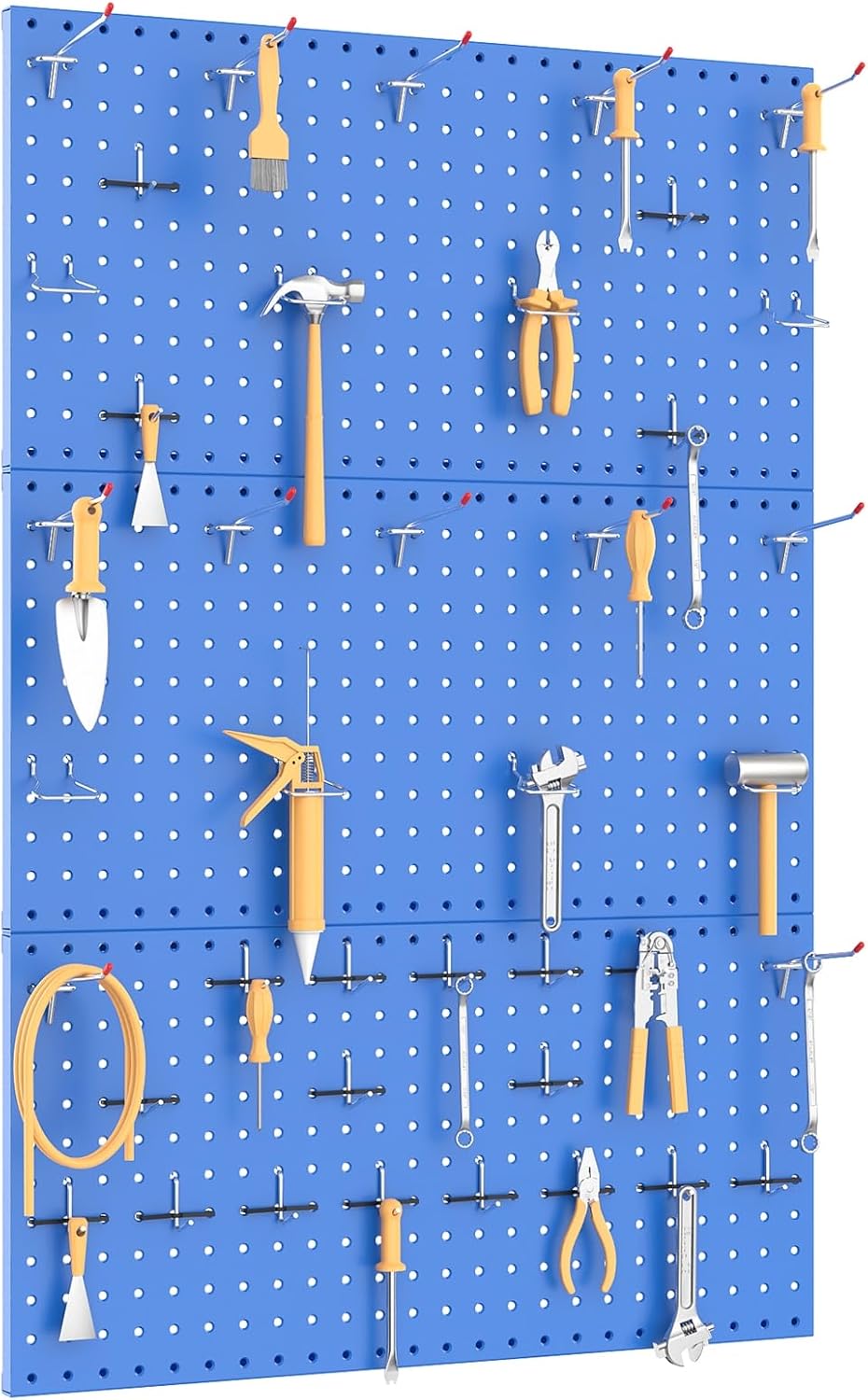 TORACK 3 PCS Metal Pegboard Panels(12x24 inch) for Wall Garage Utility Tools Storage Pegboard for Workbench, Modular Peg Board Tool Organizer Board Kit(Pack of 3, Blue)