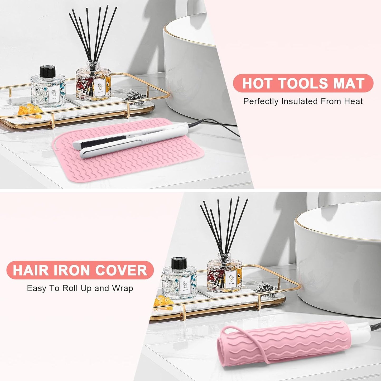 Plus Size Silicone Heat Resistant Mat, Portable Travel Hot Tools Pad Cover for Curling Iron, Flat Iron, Hair Straightener and Other Hair Styling Tools(12.0" x 9.0")