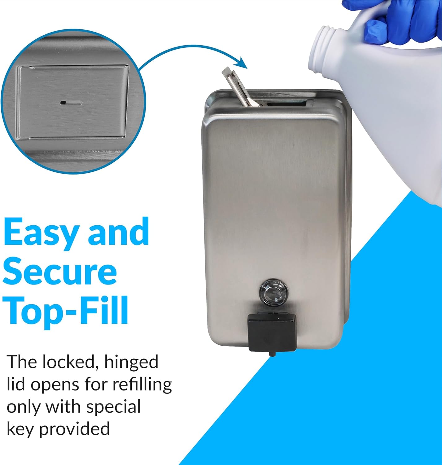 Bobrick Surface-Mounted Soap Dispenser, Vertical Tank Satin-Finish Stainless Steel (40-fl oz Capacity)