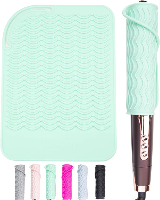Heysam Heat Resistant Silicone Mat for Hair Styling Tools, 9.0 x 6.5 inches, 450°F Protection, Multiple Colors