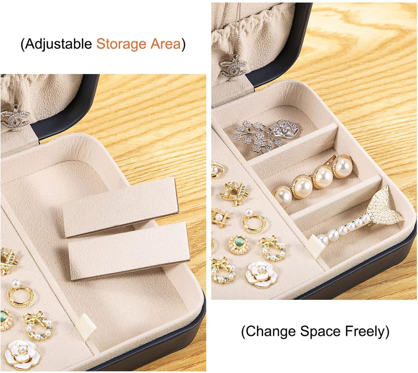 LANDICI Small Jewelry Box for Women Girls, PU Leather Travel Jewelry Case, Portable Jewelry Organizer Storage Holder Display for Ring Earrings Necklace Brooch Men Kids Gift, Dark Blue