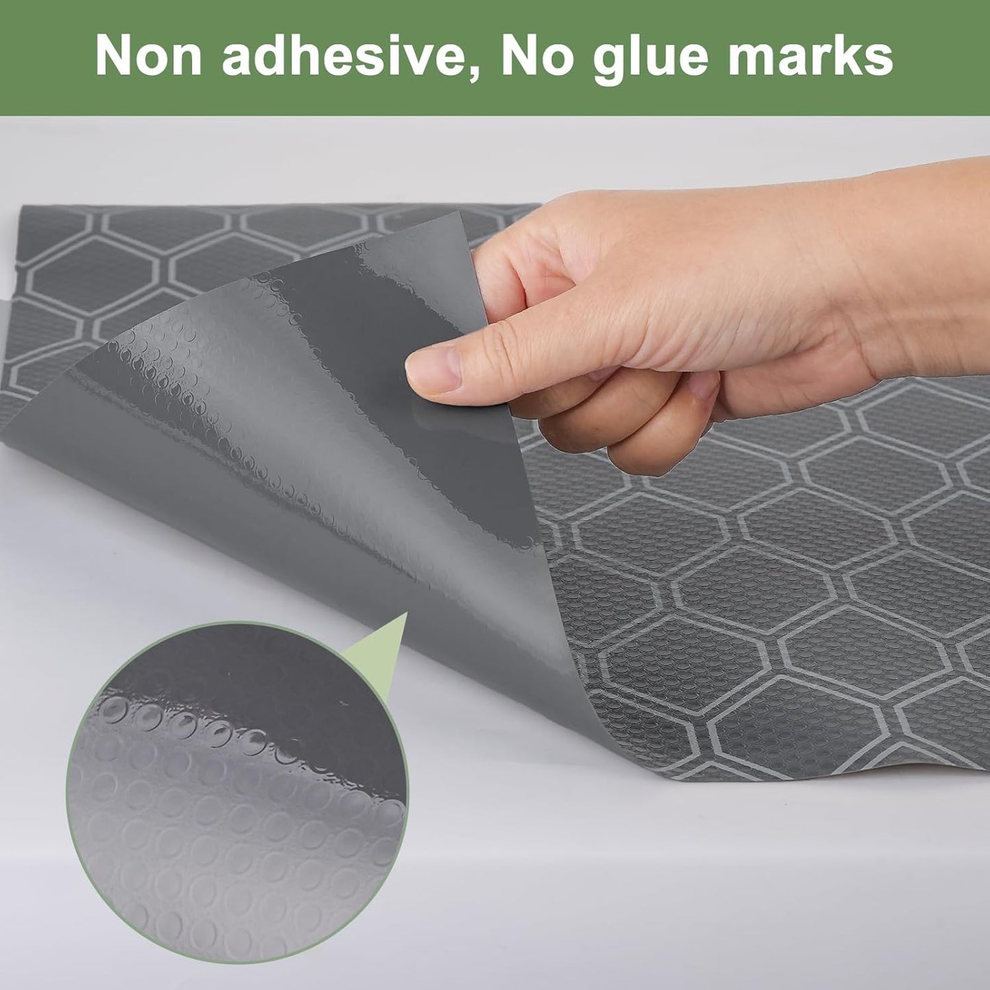 Non-Adhesive Shelf Liner Roll - Waterproof No-Slip Drawer & Cabinet Mat for Kitchen, Refrigerator, Bathroom, Easy to Cut EVA Drawer & Shelf Liners, 12" x 118", Grey