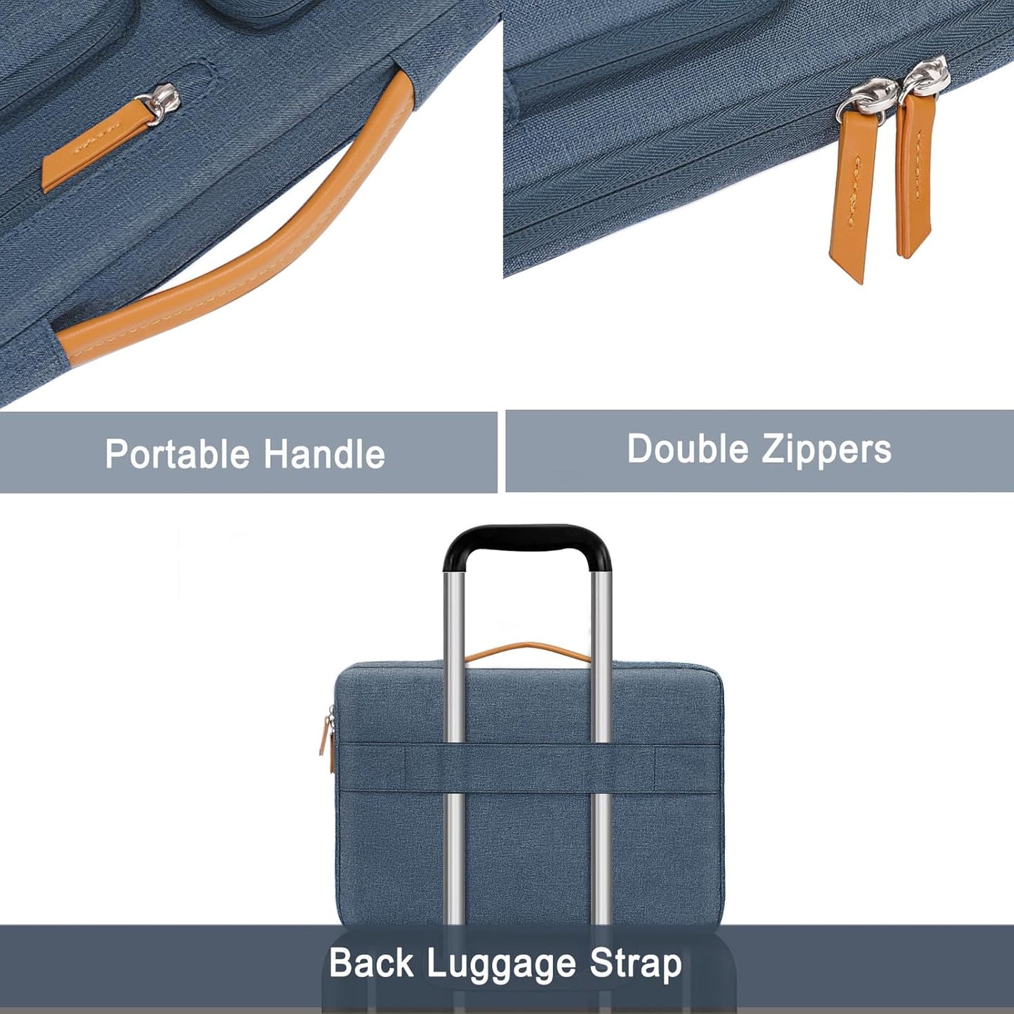 MOSISO 360 Protective Laptop Case 15 inch, 15 inch Laptop Sleeve Compatible with MacBook Air M4 M3 M2 2025 2024 2023, Dell XPS Plus, Side Open Carrying Case with 4 Zipper Pockets&Handle, Haze Blue