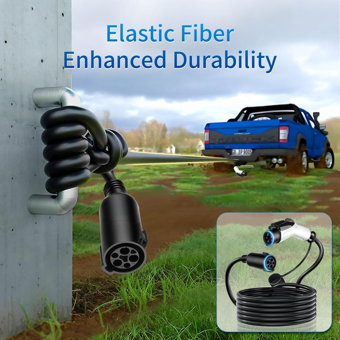 50A 40FT J1772 EV Extension Cable, Level 2 EV Charger Extension Cord, Heavy-Duty 240V EV Extension Cable for Fast Charging (40FT)