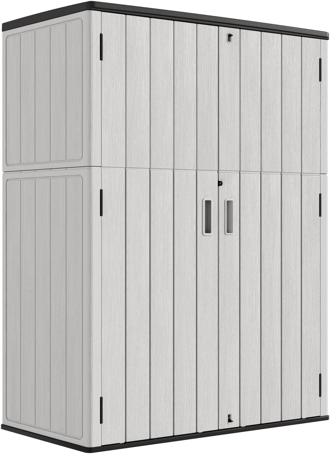 KINYING Outdoor Vertical Storage Shed,57 Cu.ft Outdoor Storage Cabinet Waterproof,Resin Sheds & Outdoor Storage for Garden,Patio,Backyard,Lockable (Grey Color)