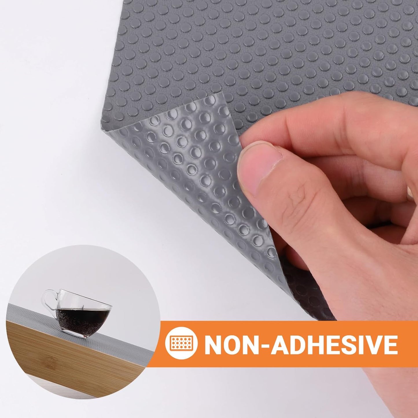 FLPMIX 16" Cabinet Shelf Liners Dark-Grey: Waterproof Kitchen Drawer Mat 16 x 300 Inch - Easy to Cut Small Cupboard Liner for Closet Pantry Shelving