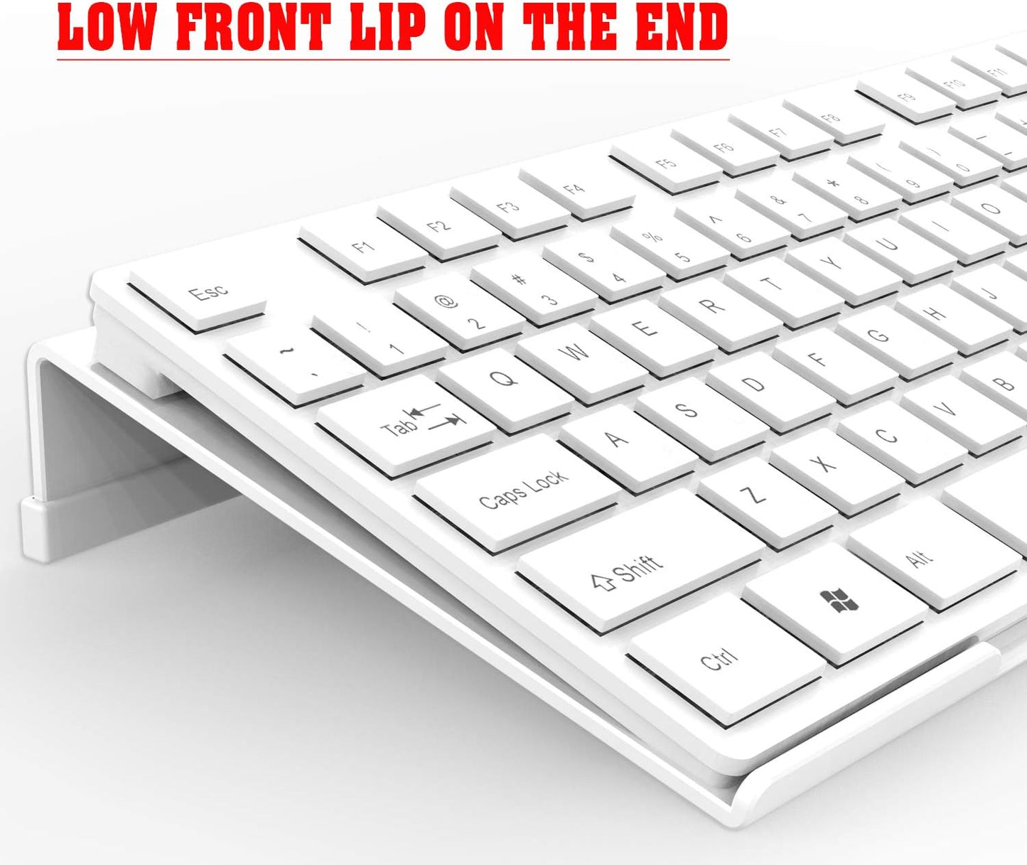 Acrylic Tilted Computer Keyboard Stand for Ergonomic Typing, Keyboard Tray Holder with Silicone Non-Slip Case, White