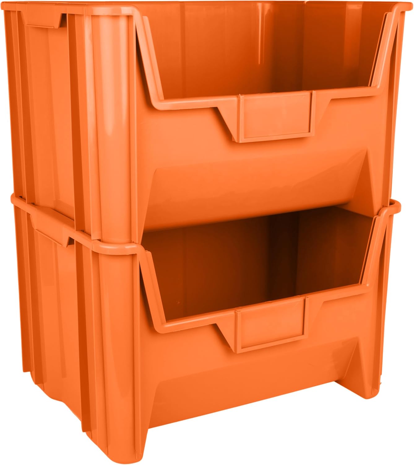 Hudson Exchange 20" x 15" x 12.5" Plastic Giant Stackable Hopper Bin Container, Orange