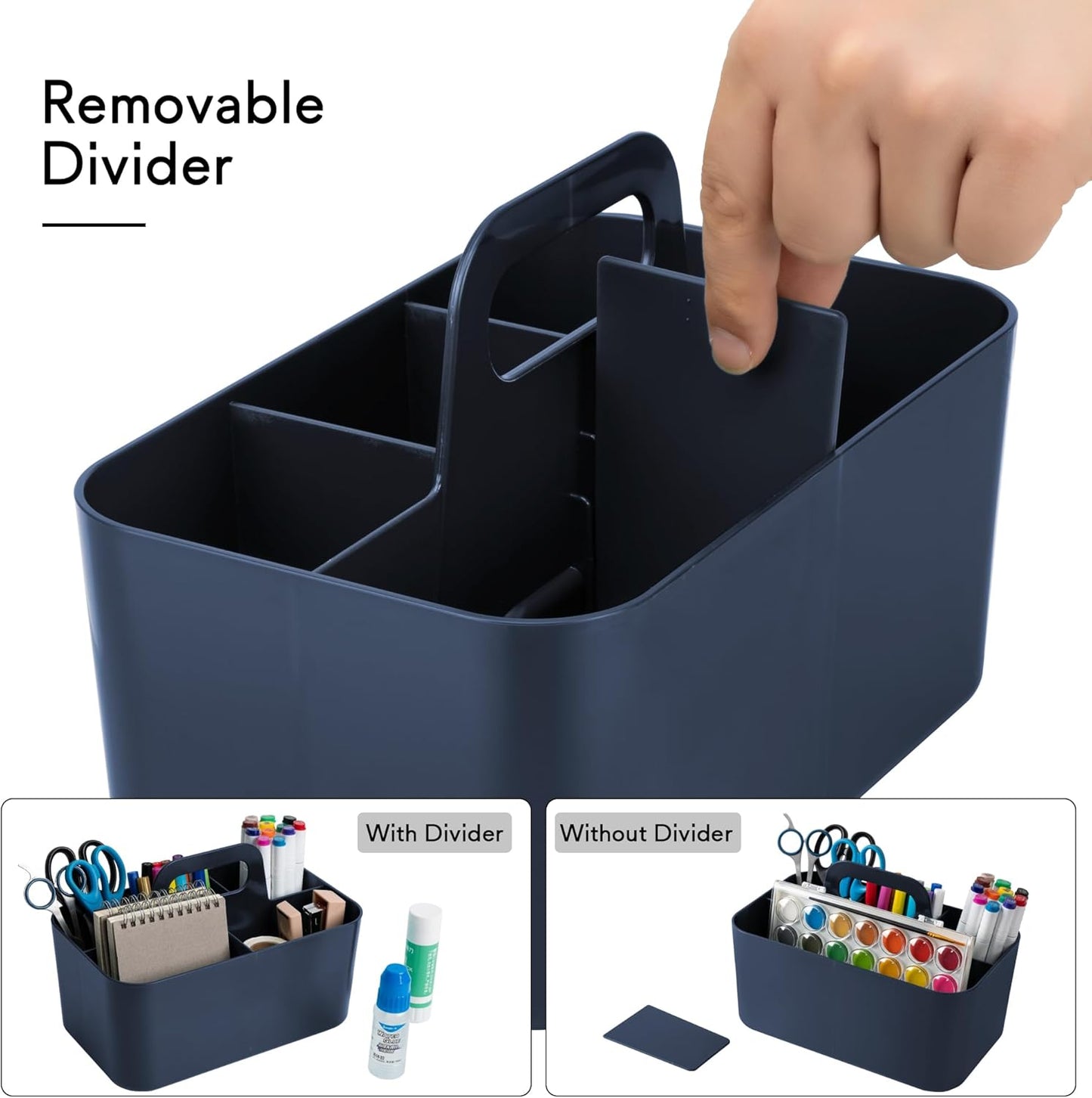 Tiawudi Multipurpose Caddy Organizer, Plastic Caddy with Handle, Stackable Desk Organizer for Stationery, Marker and Pencil, Office Supplies Organizer, Dorm Caddy