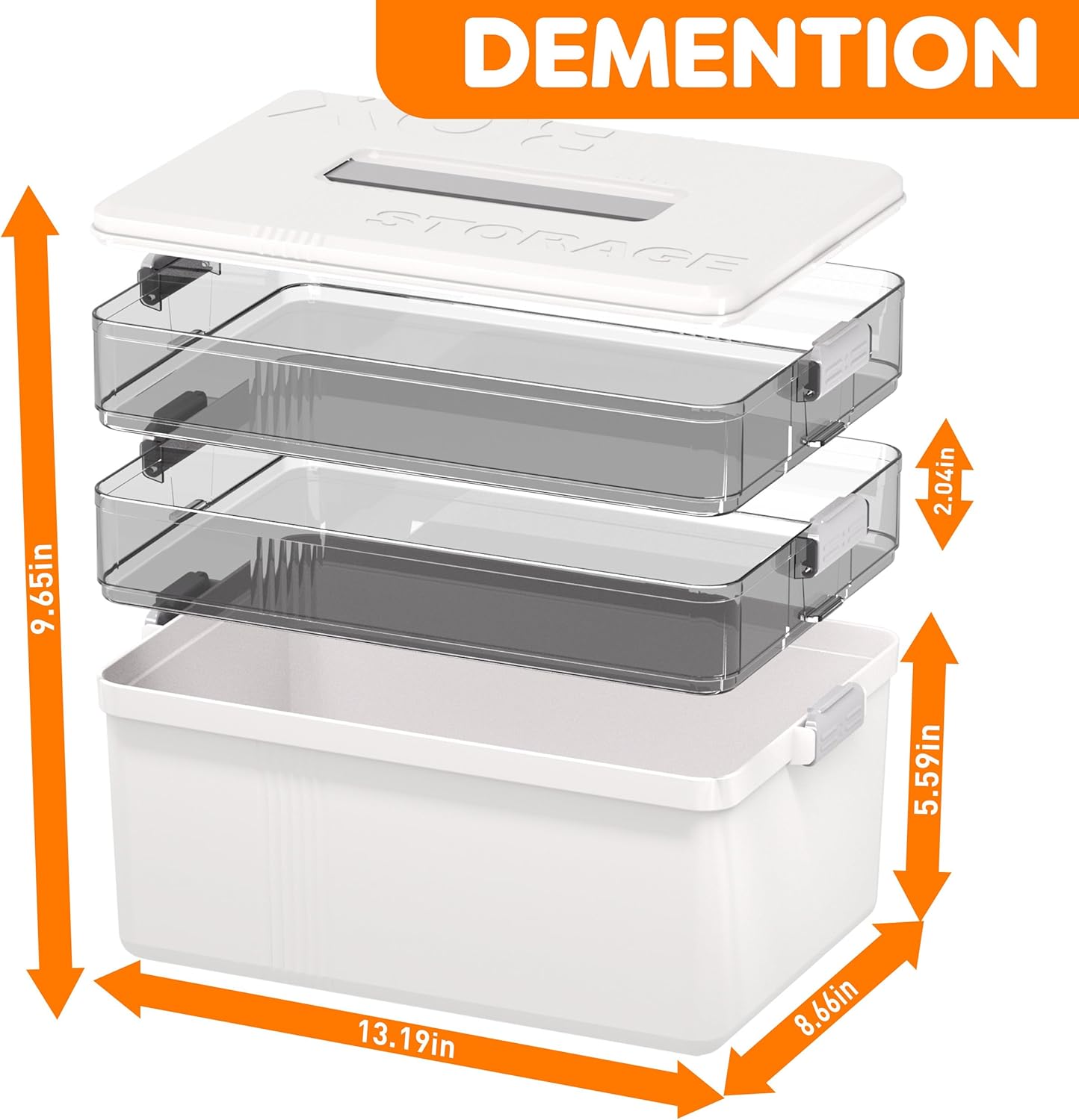 Citylife 3-Tier Medicine Cabinet Organizer,Medicine Cabinet First Aid Kit with Handle,Portable Multi-Purpose Storage Box Suitable for Family Emergency,Home,Travel,White